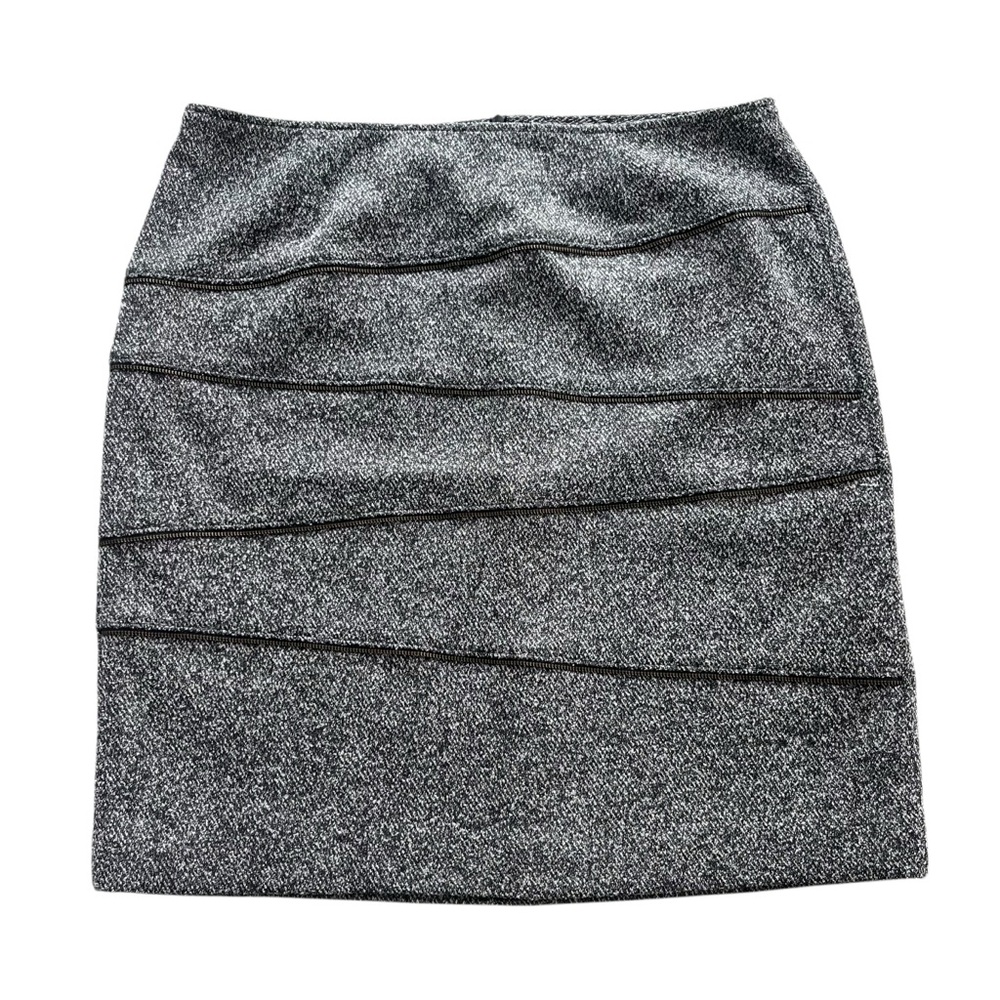 Tribal Women 12 Black White Tweed Texture Zipper Detail Lined Pencil Skirt 97340
